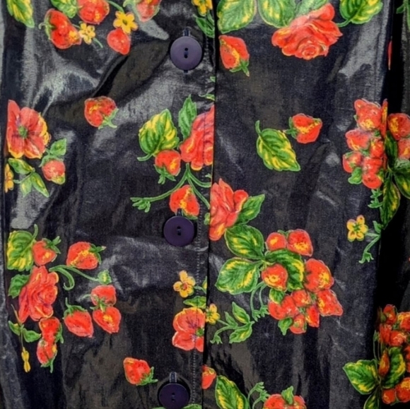 Vintage April Cornell Strawberry Raincoat XL - Picture 4 of 7